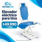 Elevador eléctrico para tina — gráfica original MotionCare del modelo de referencia; arriendo mensual