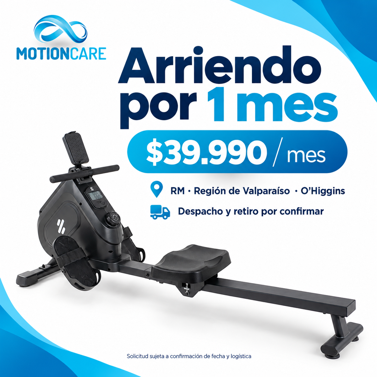 Remadora magnética M200 Pro — gráfica ilustrativa original MotionCare; planes y coordinación