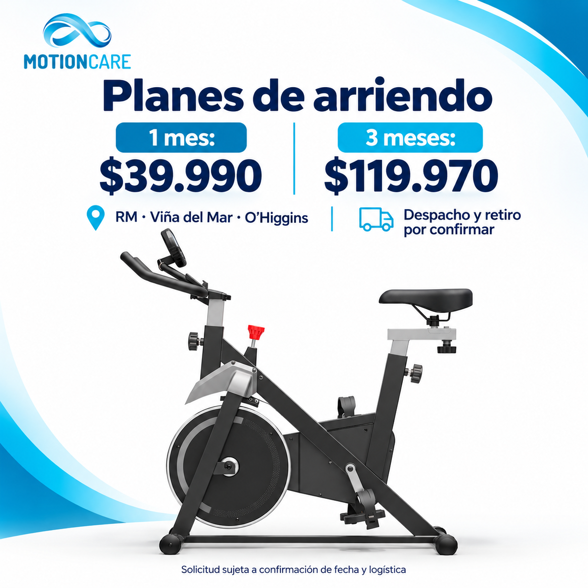 Bicicleta Spinning Z160 Pro 2.0 — gráfica ilustrativa original MotionCare; planes y coordinación
