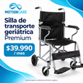 Silla de transporte geriátrica Premium — gráfica original MotionCare del modelo de referencia; arriendo mensual