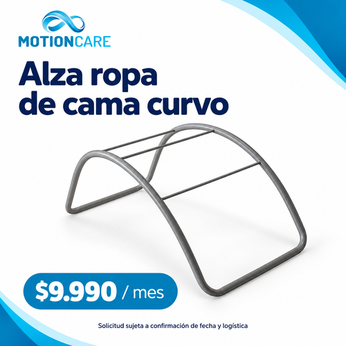 Alza ropa de cama curvo — gráfica ilustrativa original MotionCare; arriendo mensual