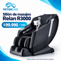 Sillón de masajes Relan R3000 — gráfica ilustrativa original MotionCare; arriendo mensual