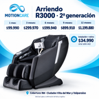 Sillón de masajes Relan R3000 — gráfica ilustrativa original MotionCare; planes y coordinación