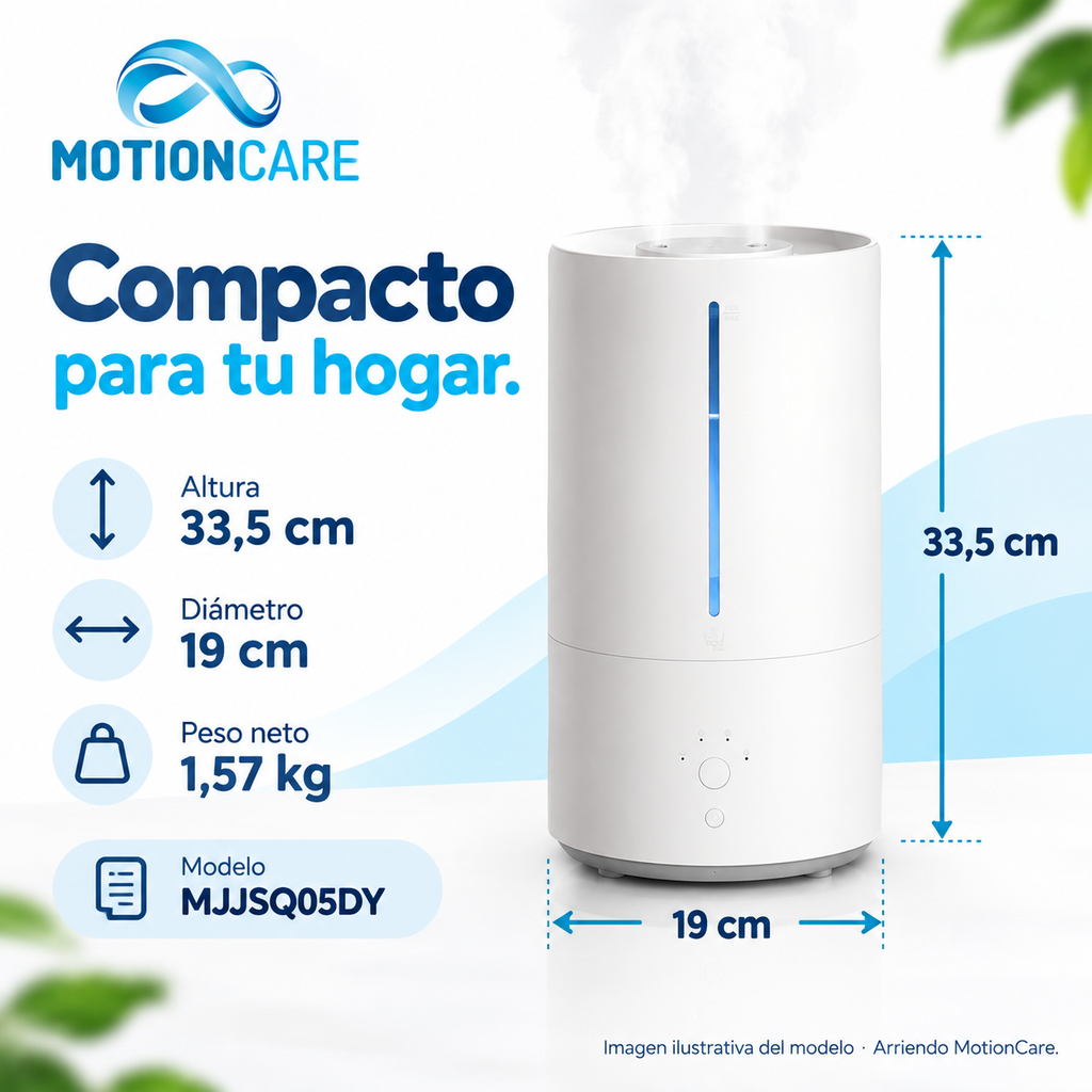 Modelo MJJSQ05DY: 33,5 cm de altura, 19 cm de diámetro y 1,57 kg de peso neto.